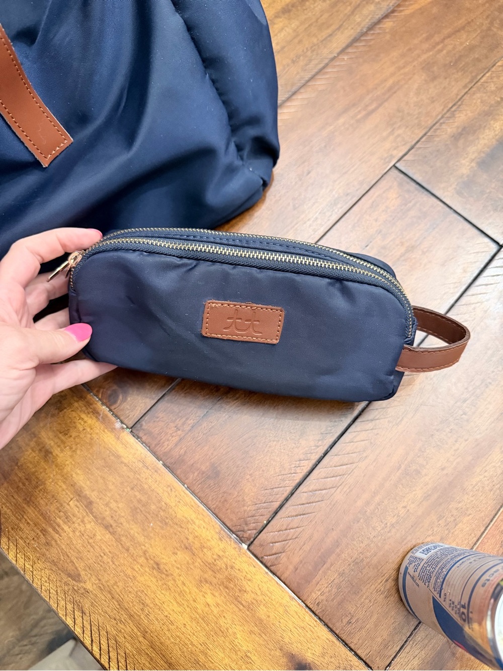 Navy Pencil Pouch with Brown Trim by The Teacher Tote